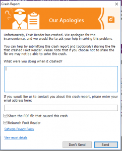FOXIT Reader Fehlermeldung