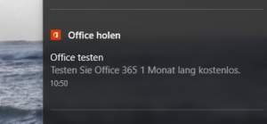 Office holen Benachrichtigung