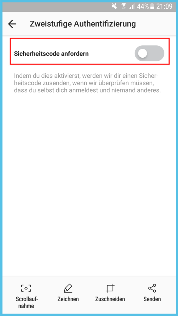 Instagram 2 Faktor Authentifizierung