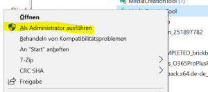 Windows Media Creator als Admin ausführen